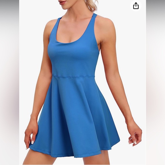 Tennis Dress with Shorts Underneath Workout Built-in Bra Athletic Golf Dress - Picture 2 of 12